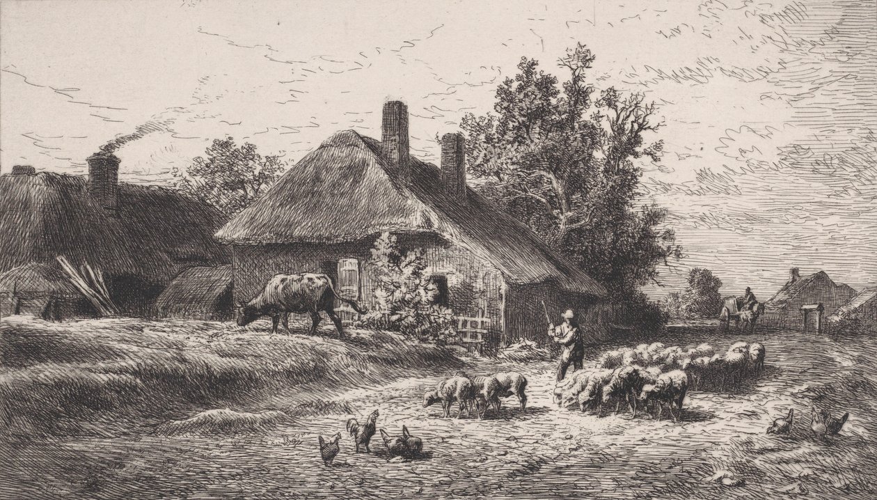 The Hamlet, 1867. av Charles Emile Jacque