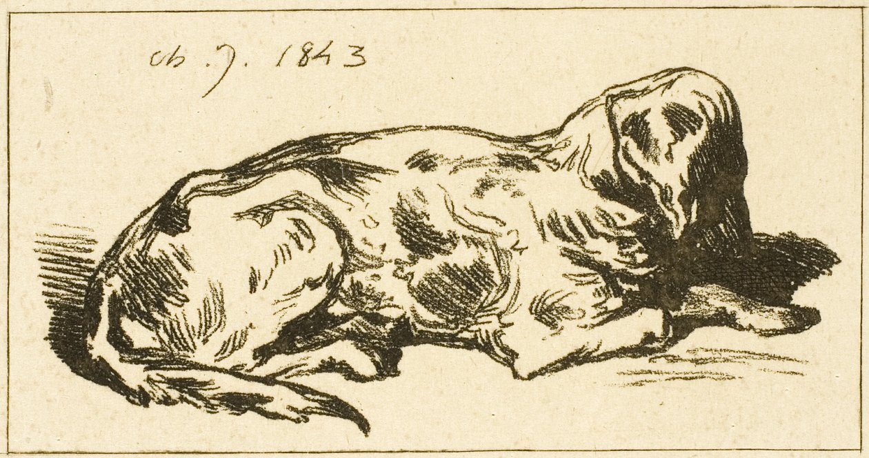 Løgnende hund av Charles Emile Jacque