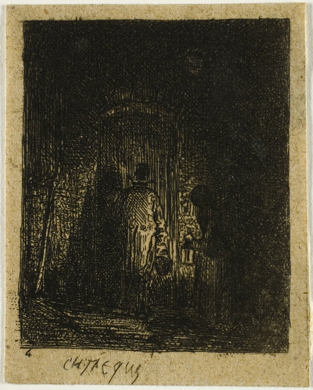 Mann og kvinne med lykter av Charles Emile Jacque