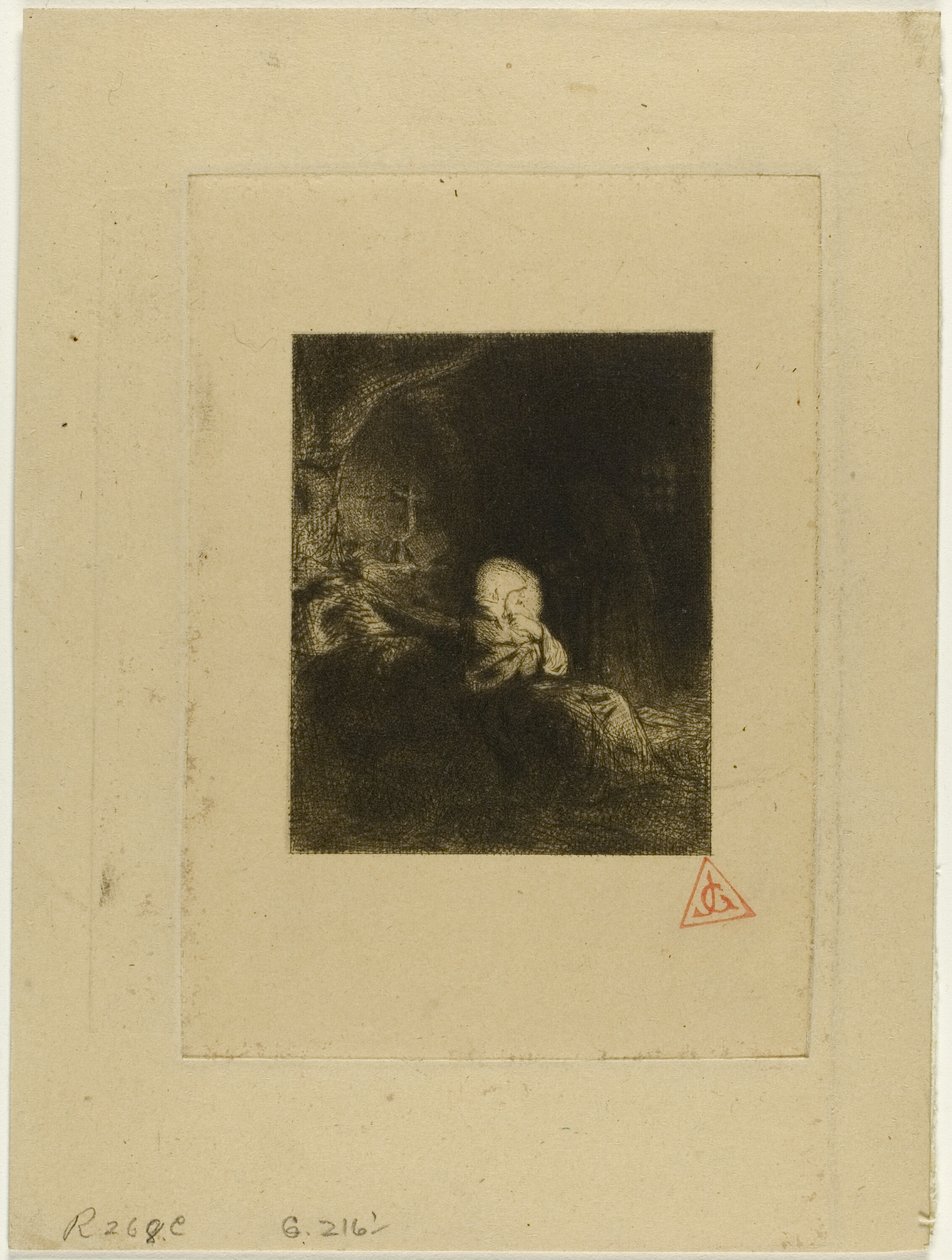 Munk ved bønn av Charles Emile Jacque