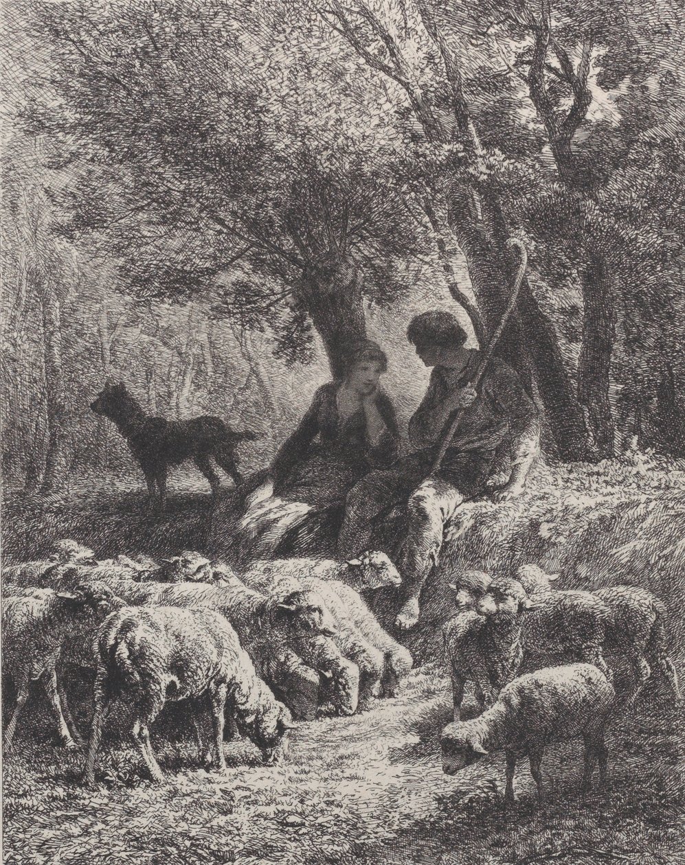 Pastoral scene, 1864. av Charles Emile Jacque