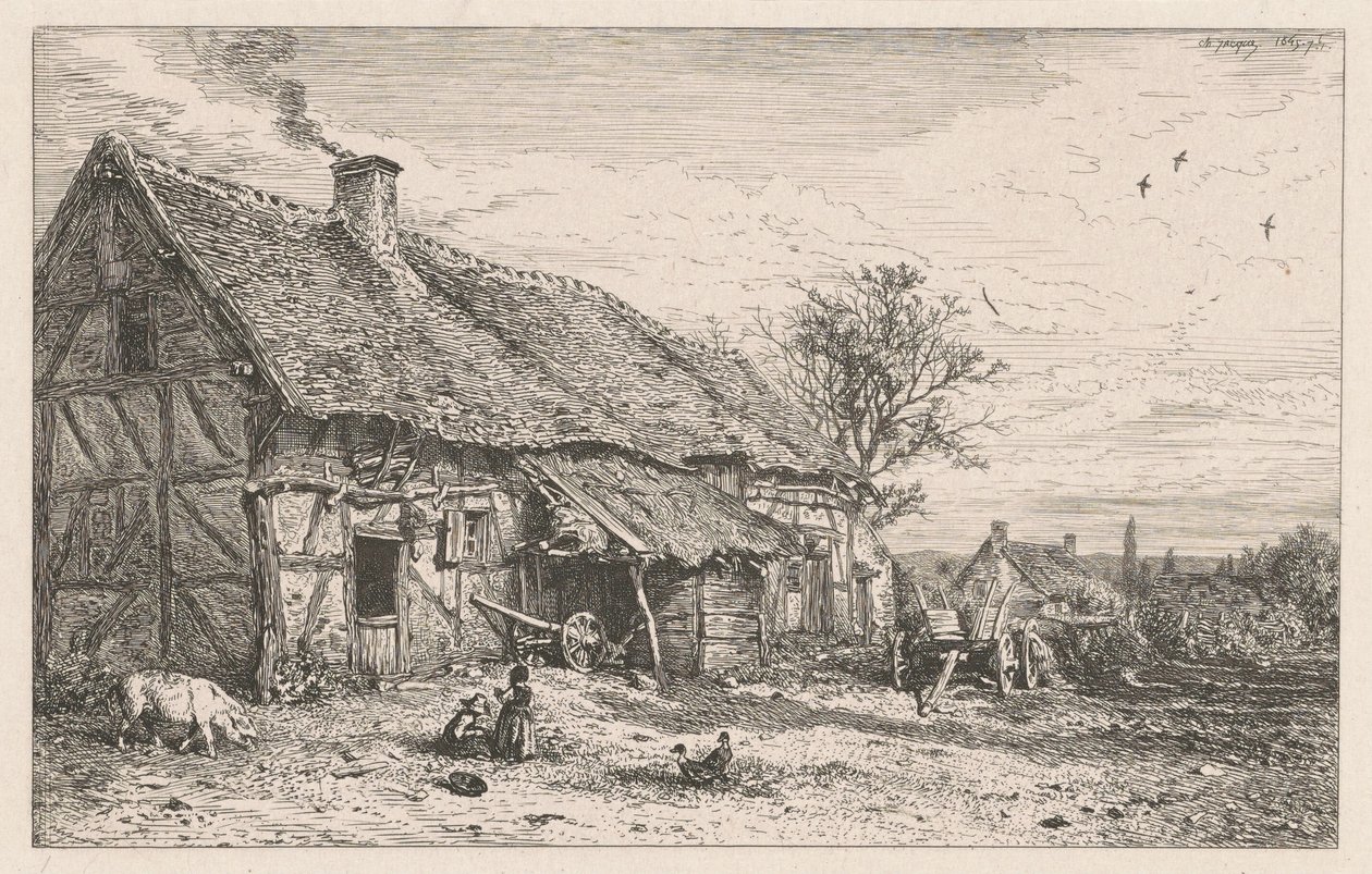Bondehus av Charles Emile Jacque