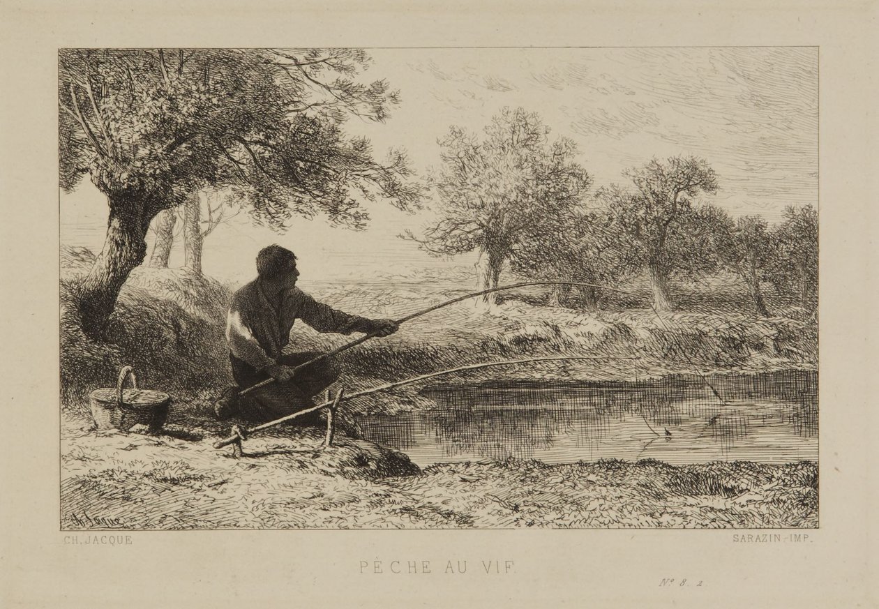 Fiske med levende agn av Charles Emile Jacque