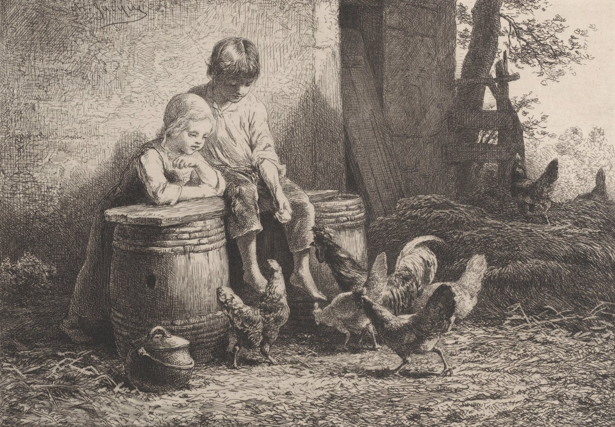 Liten, liten!!, 1864. av Charles Emile Jacque