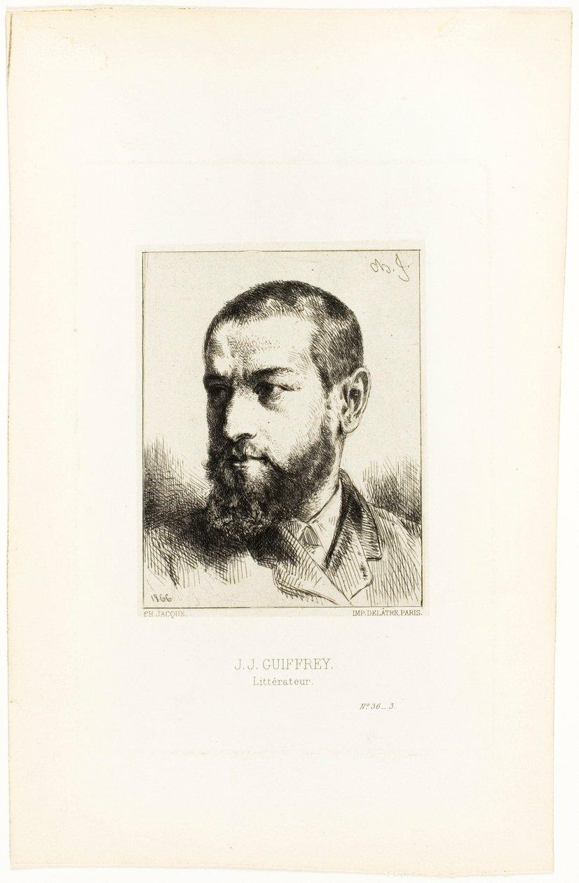 Portrett av J.J. Guiffrey av Charles Emile Jacque