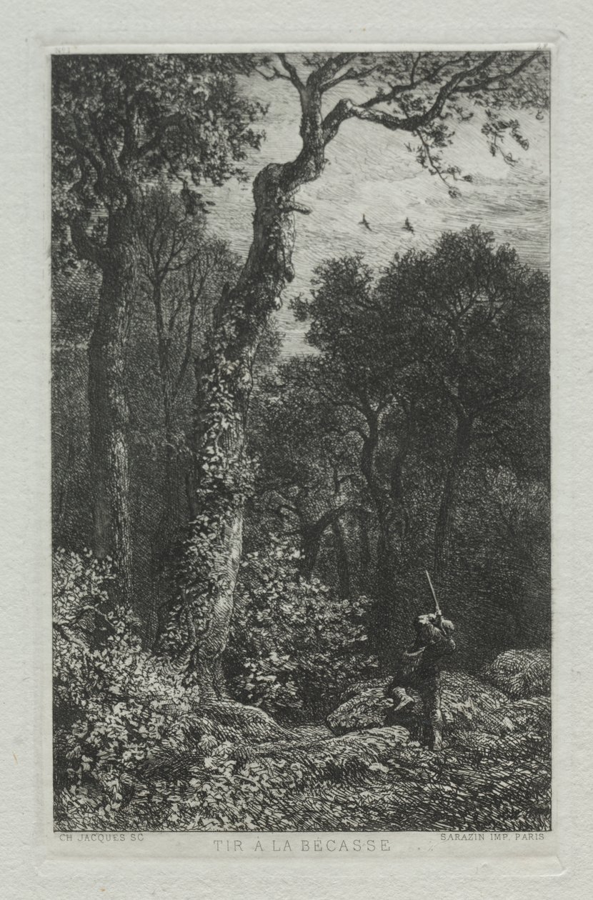 Skyting av Woodcock av Charles Emile Jacque