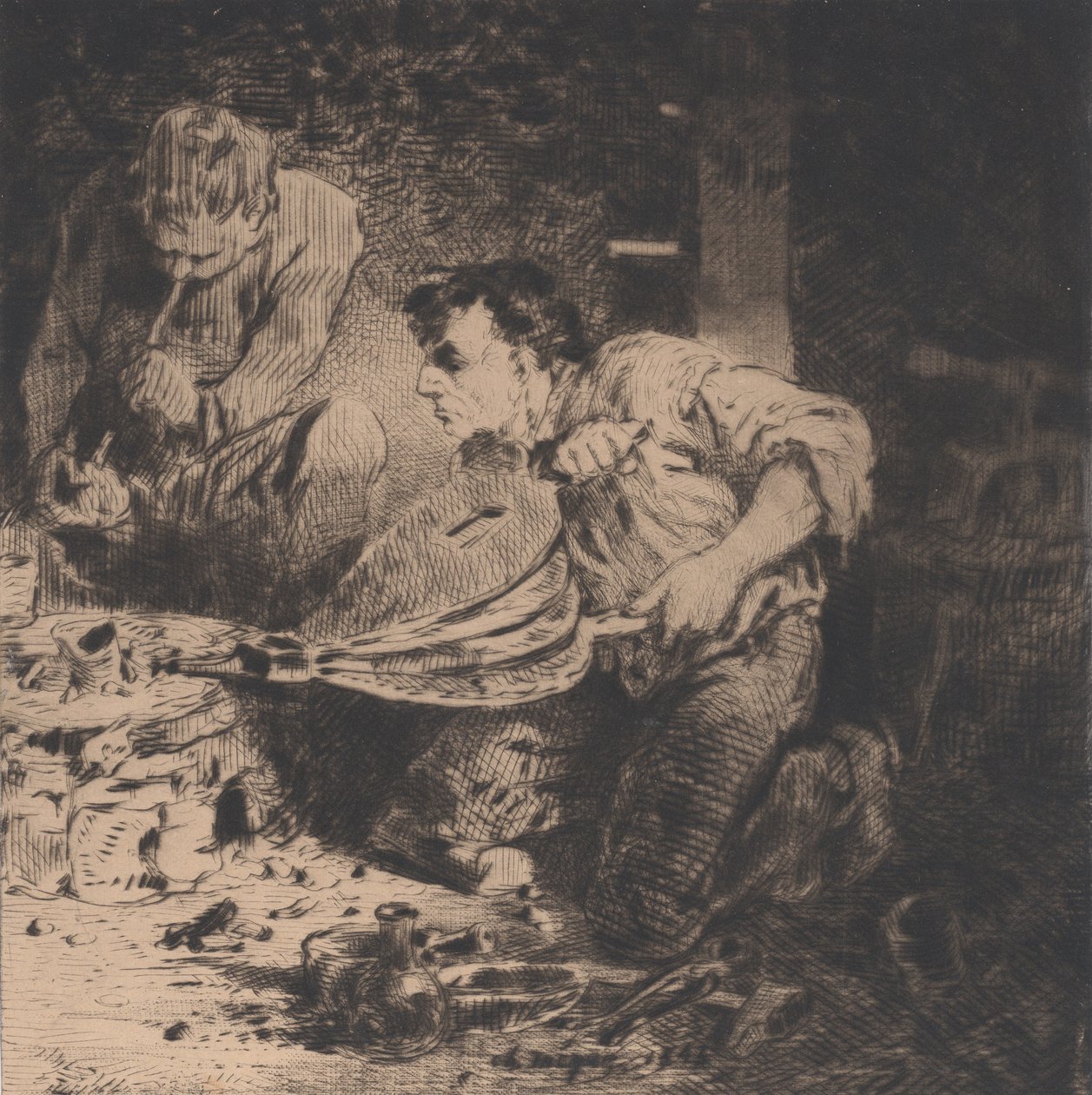 Forfalsknerne, 1843. av Charles Emile Jacque