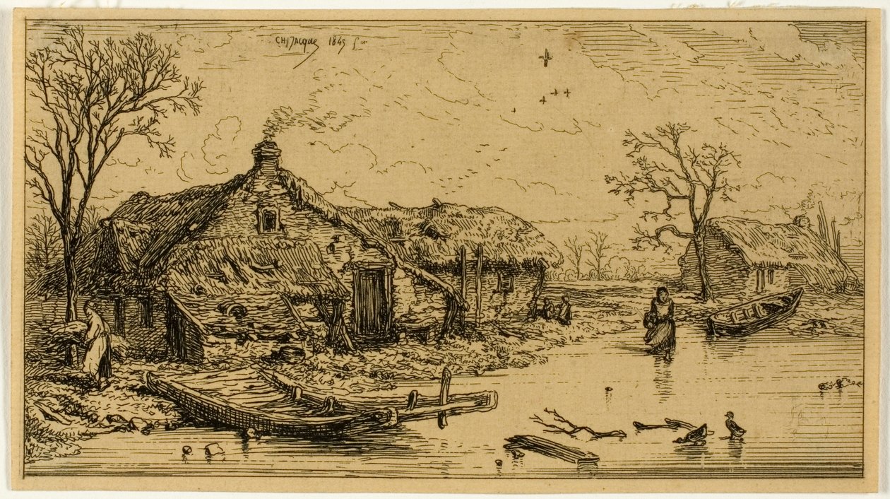 Den frosne dammen av Charles Emile Jacque