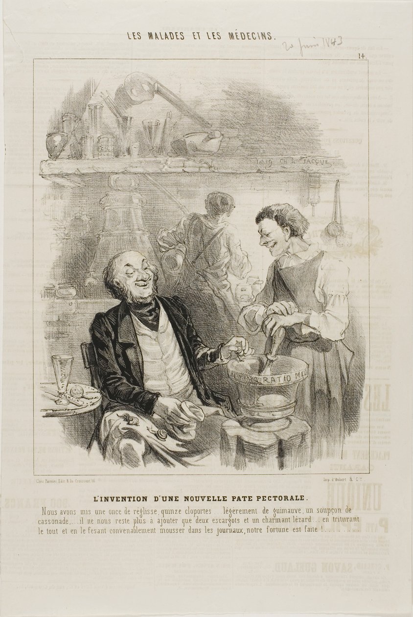 Oppfinnelsen av en ny brysteliksir (plate 14) av Charles Emile Jacque