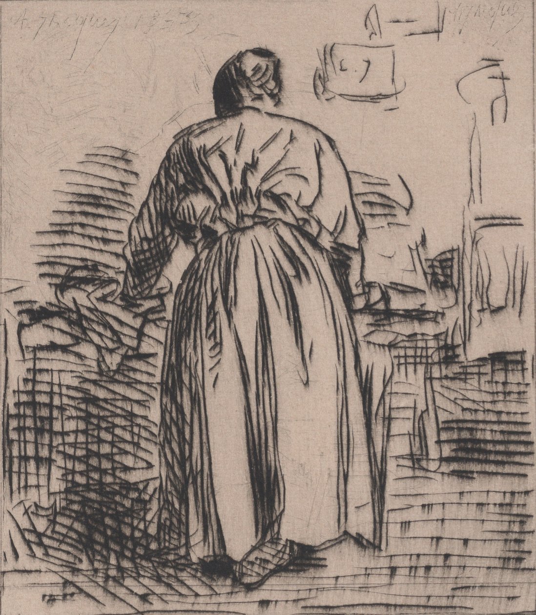 The Ironing Woman, 1843. av Charles Emile Jacque