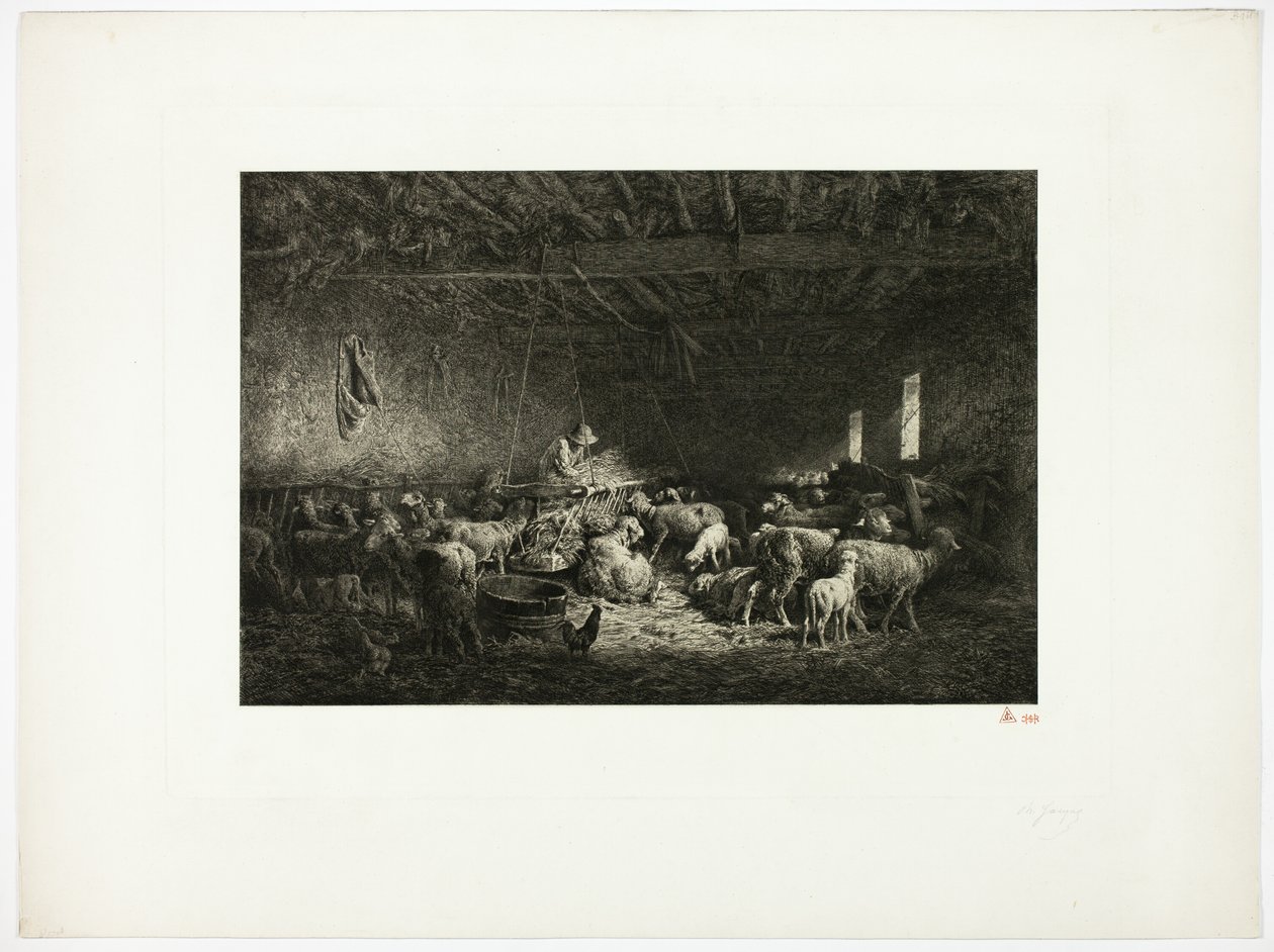 Den store fåresengen (horisontal plate) av Charles Emile Jacque