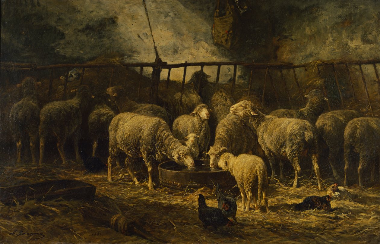 Den store sauefolden, 1881 av Charles Emile Jacque