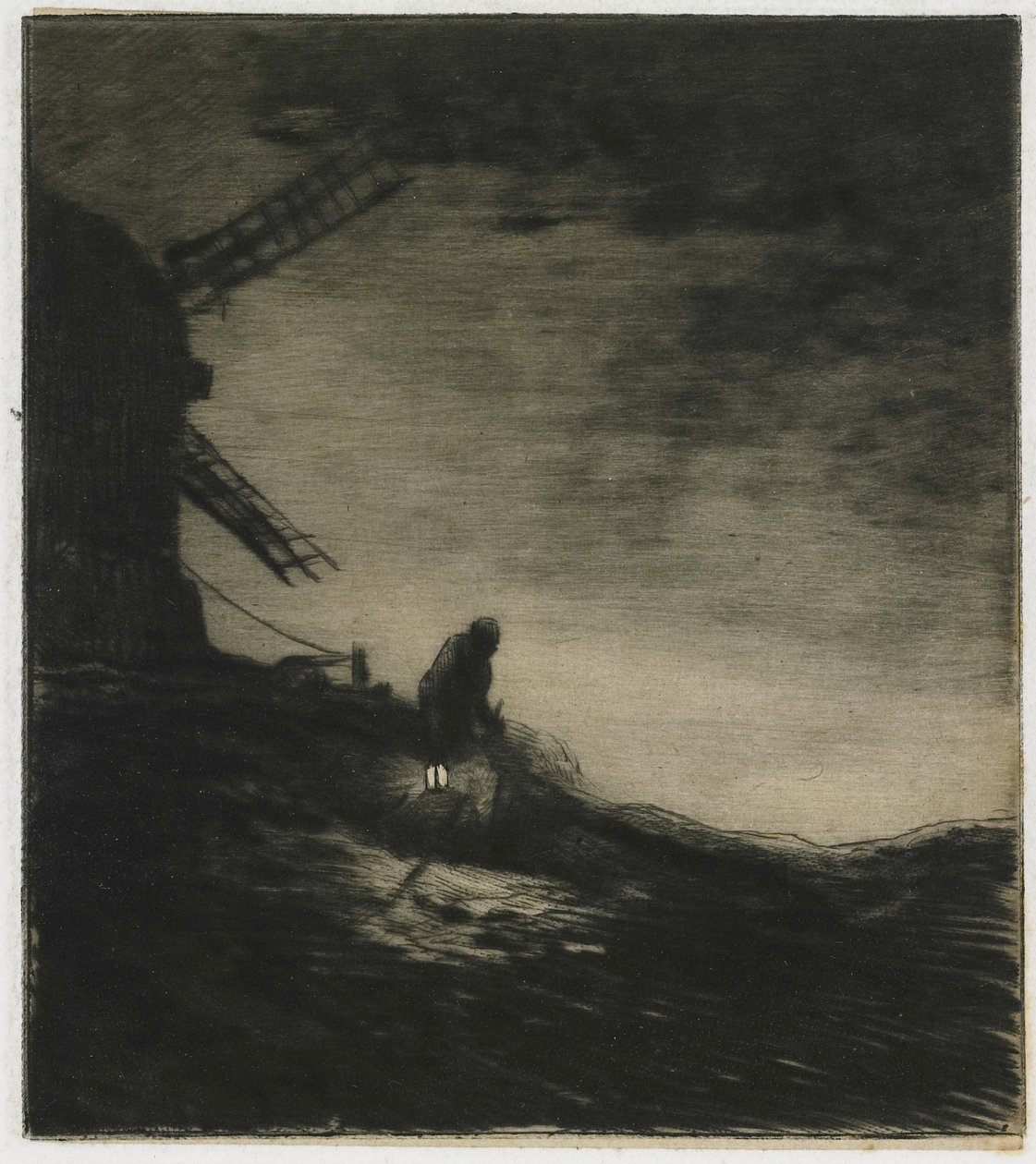 The Mill, 1848 (rypoint med rulett og tallerkentone på chine collé) av Charles Emile Jacque