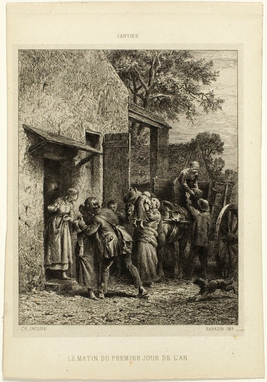 Morgenen på årets første dag av Charles Emile Jacque