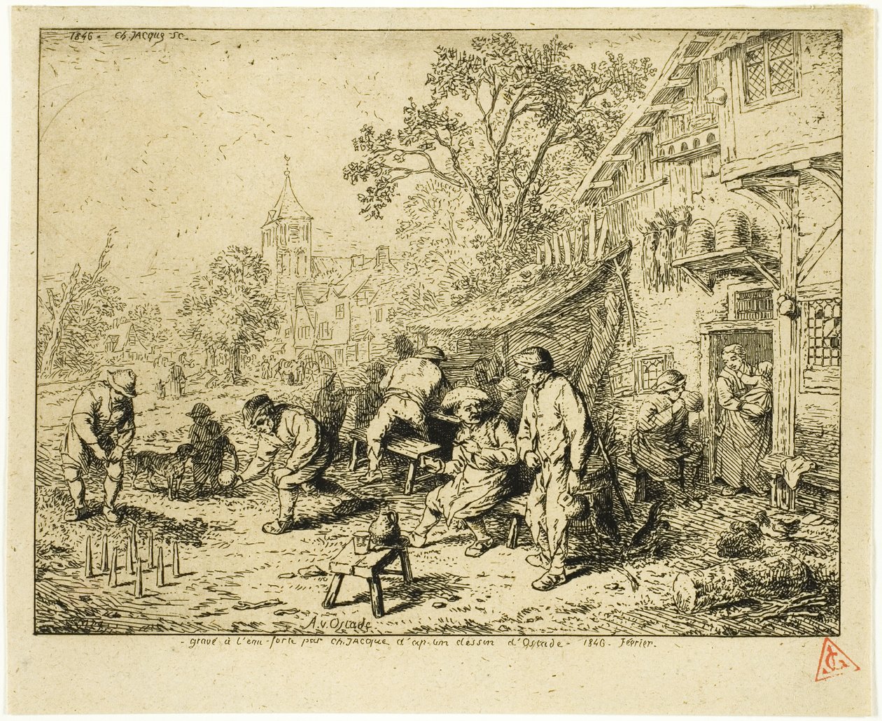 Ninepin-spillerne av Charles Emile Jacque