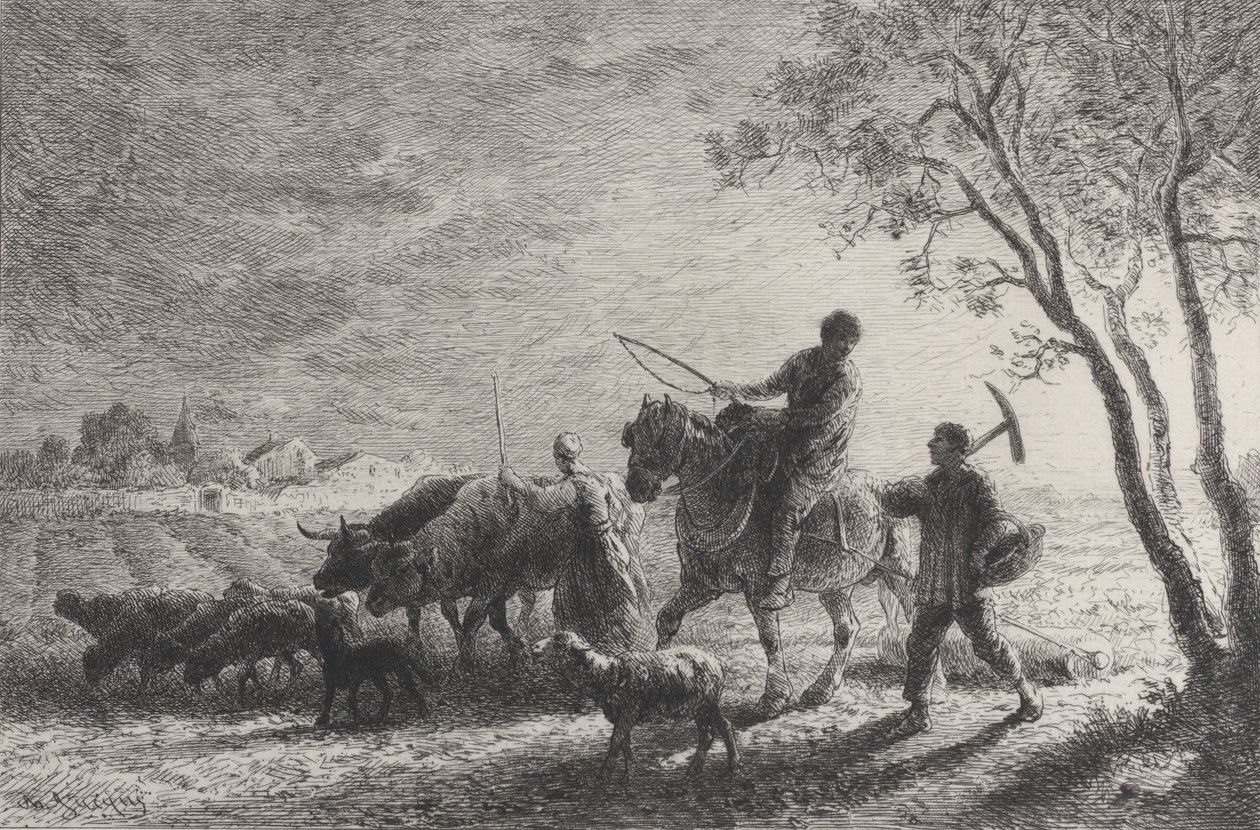 Return from the Fields, 1865. av Charles Emile Jacque