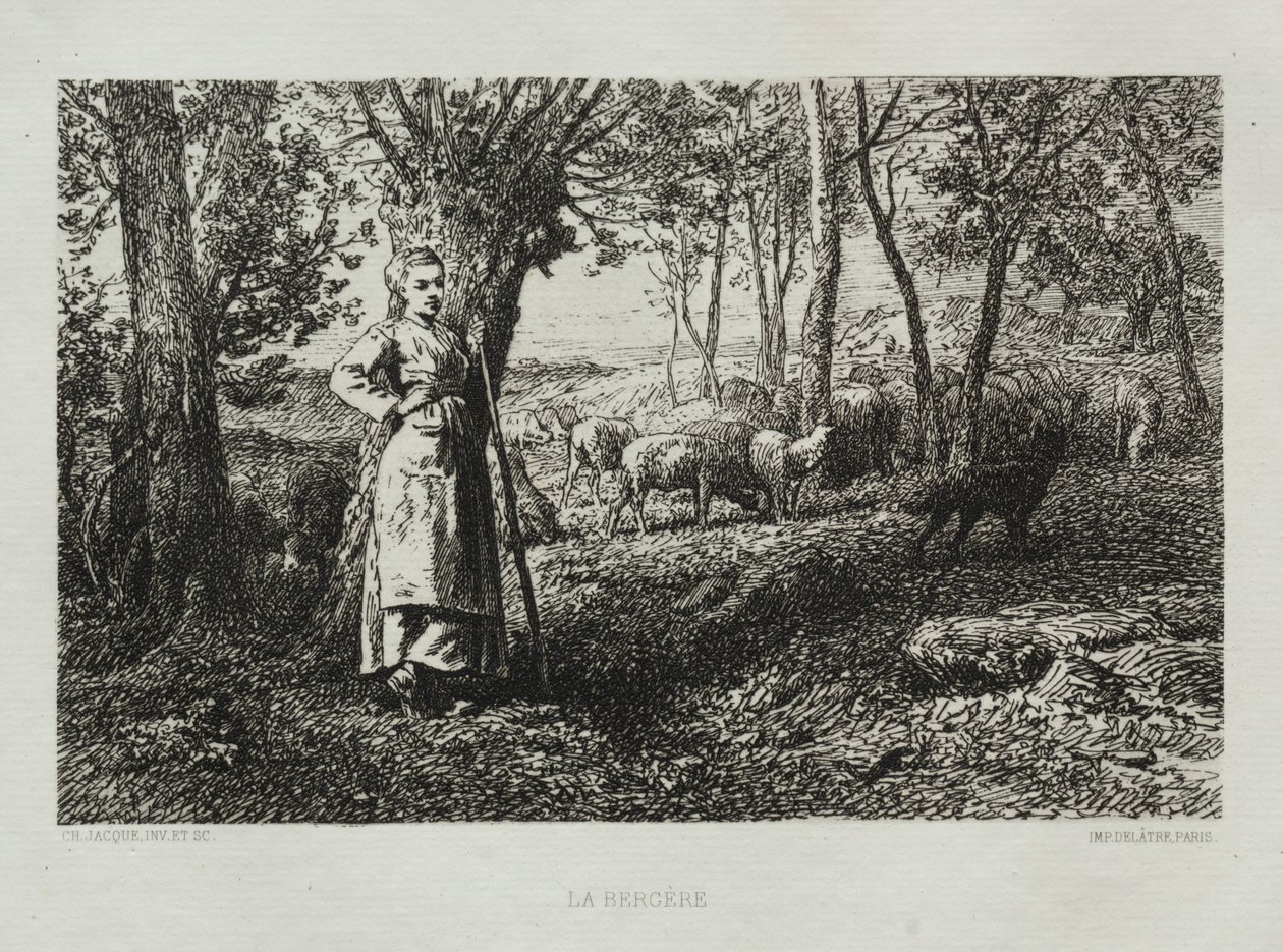 Gjeterinnen. av Charles Emile Jacque