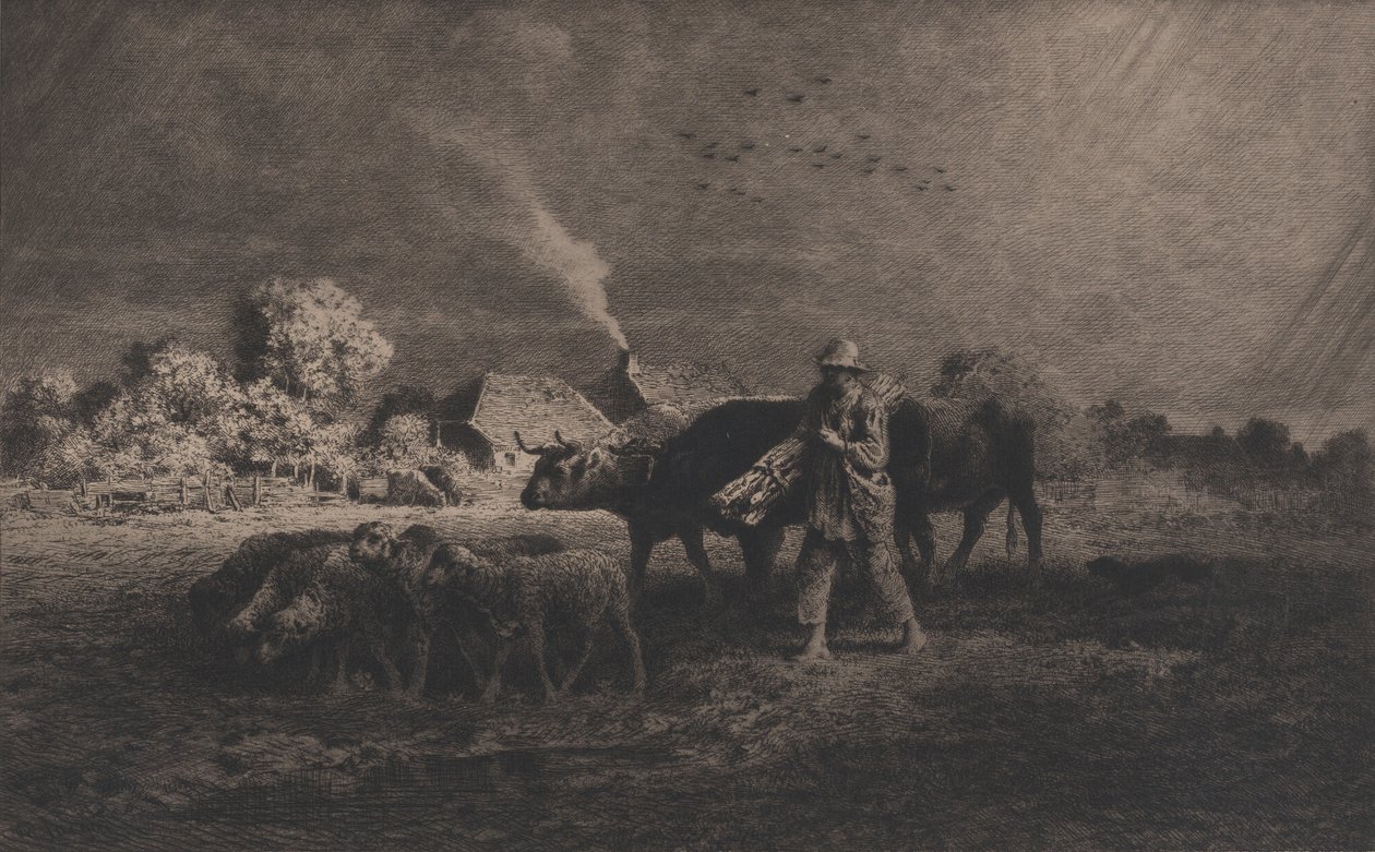Stormen, 1865. av Charles Emile Jacque