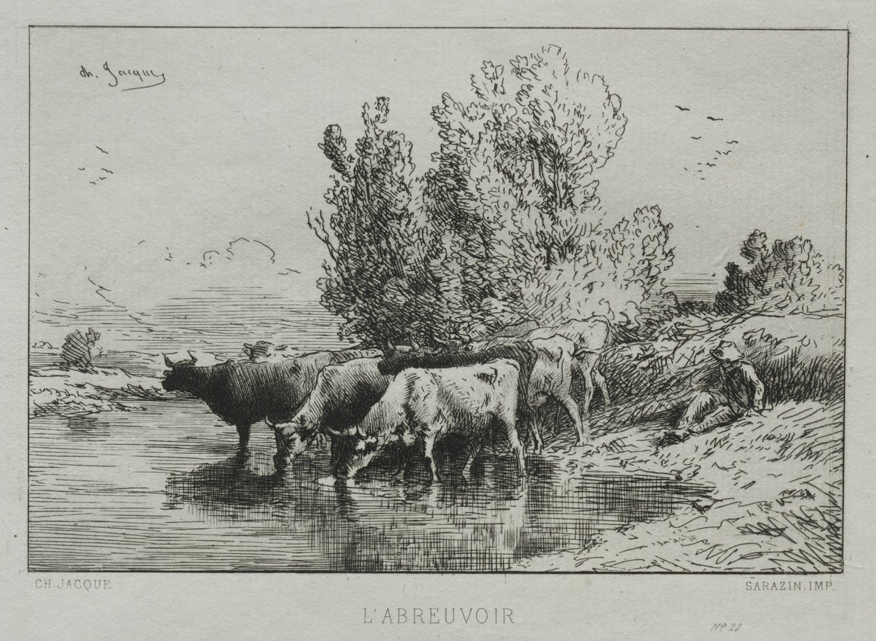 Vanningsplassen av Charles Emile Jacque