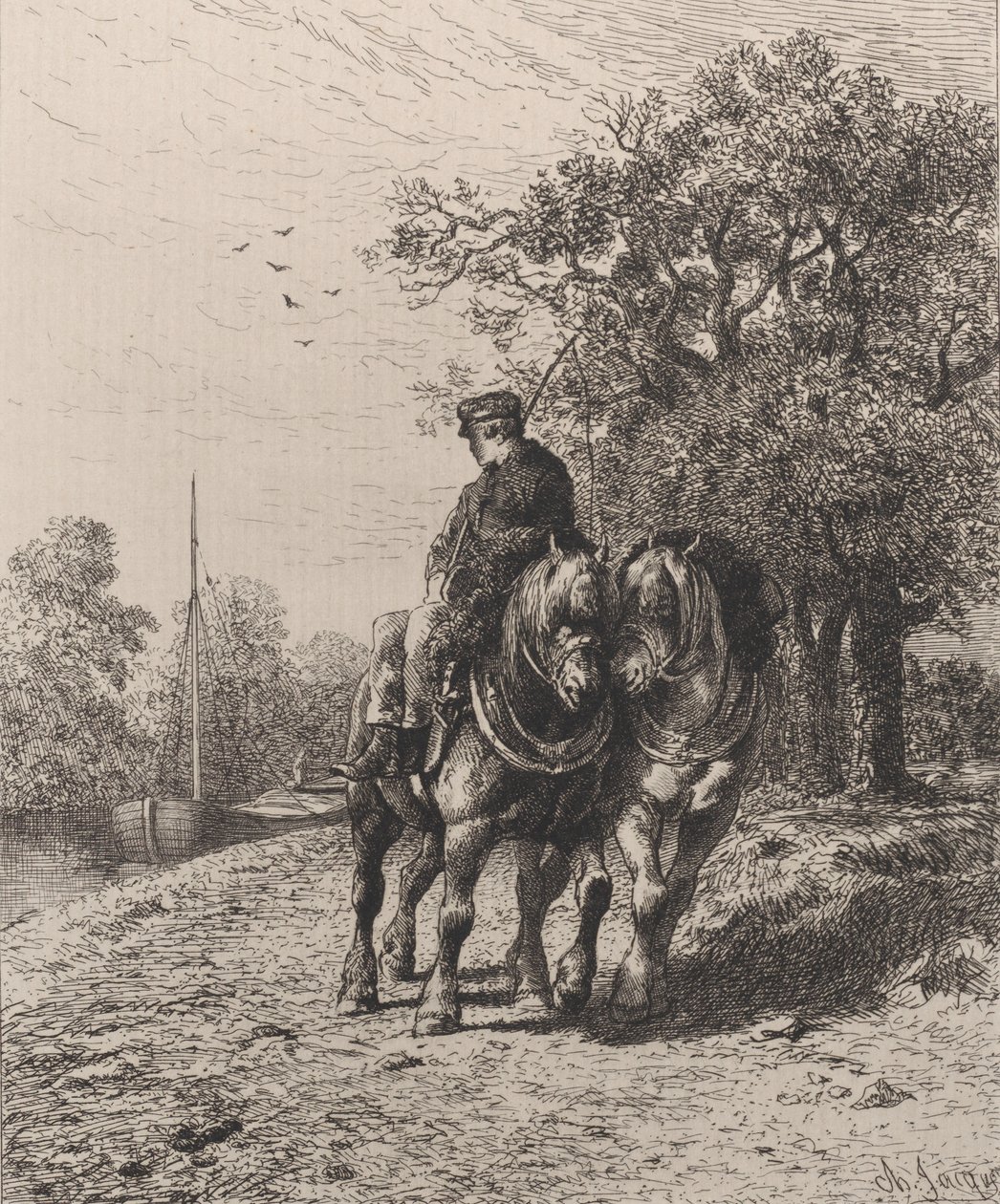 Towpath, 1864. av Charles Emile Jacque