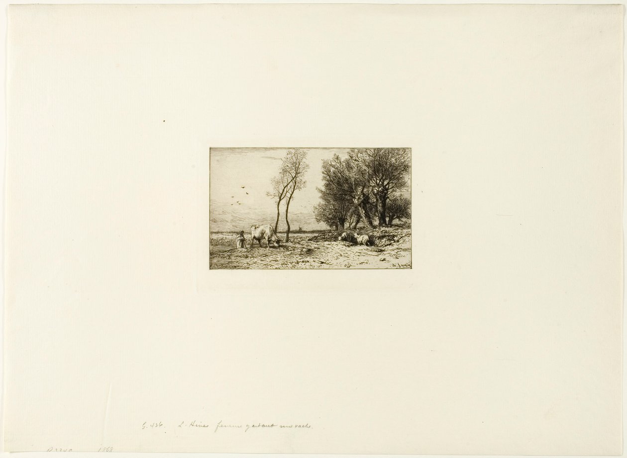Vinterlandskap med gjeterinne av Charles Emile Jacque