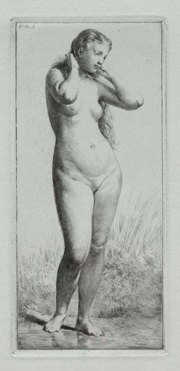 Ung kvinne bader av Charles Emile Jacque