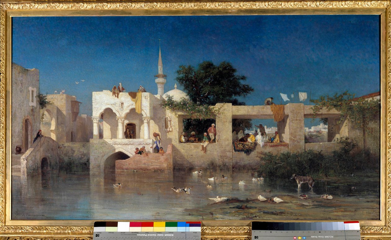 Cafe a Adalia, dit Habitations Turks near Adalia in Tyrkia Maleri av Charles Torunemine (1812-1872) 1856 Søn. 0,69x1,24 m Paris, musee d