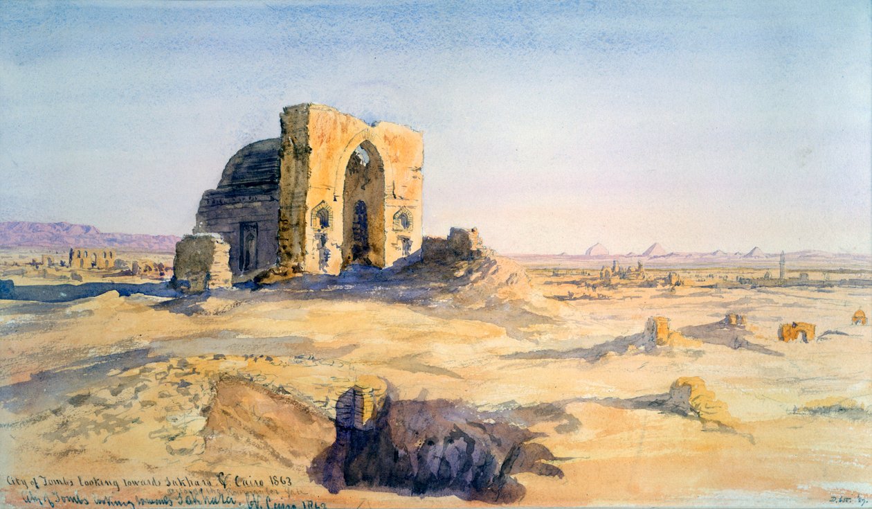 Gravbyen, ser mot Sakkara, Kairo, Egypt, 1863. av Charles Émile de Tournemine