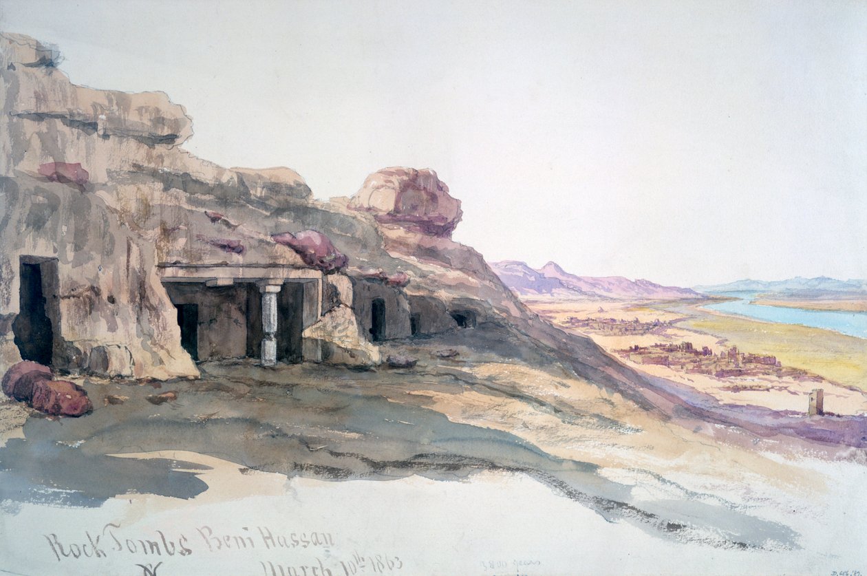 Rock Tombs, Beni Hassan, 10. mars 1863, Egypt, 1863 av Charles Émile de Tournemine