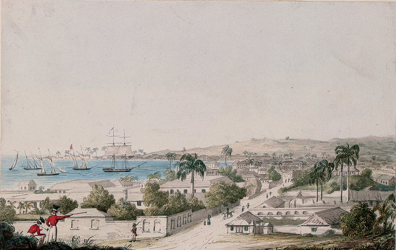 Utsikt over Carlisle Bay og Bridgetown, Barbados av Charles Emilius Gold