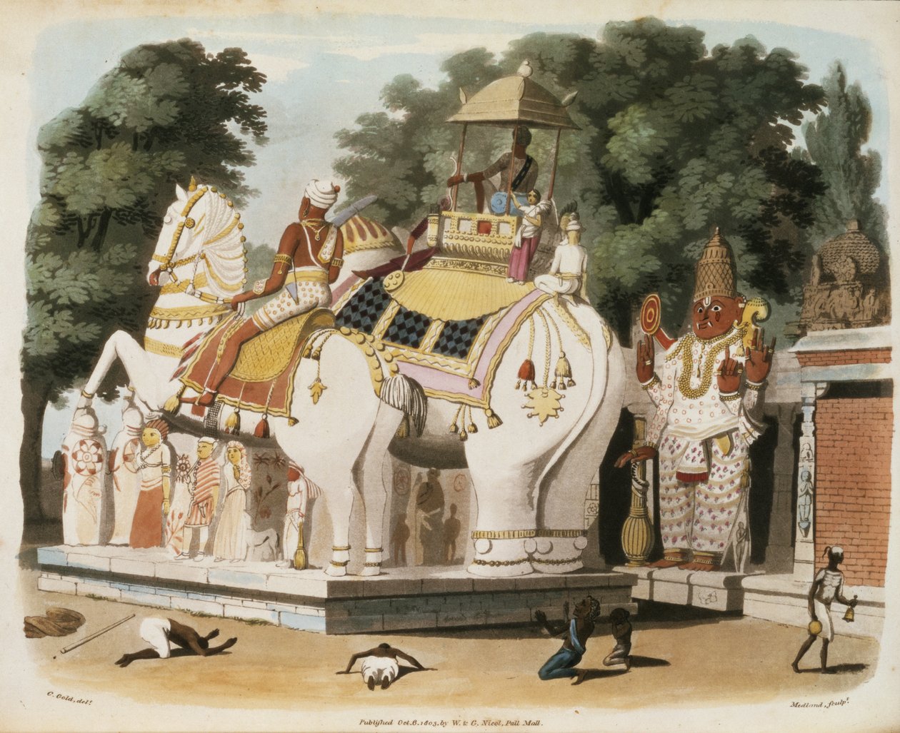 Innfødte hyller herskeren sin, gravert av Thomas Medland (1755-1823) 1803 av Charles Emilius Gold