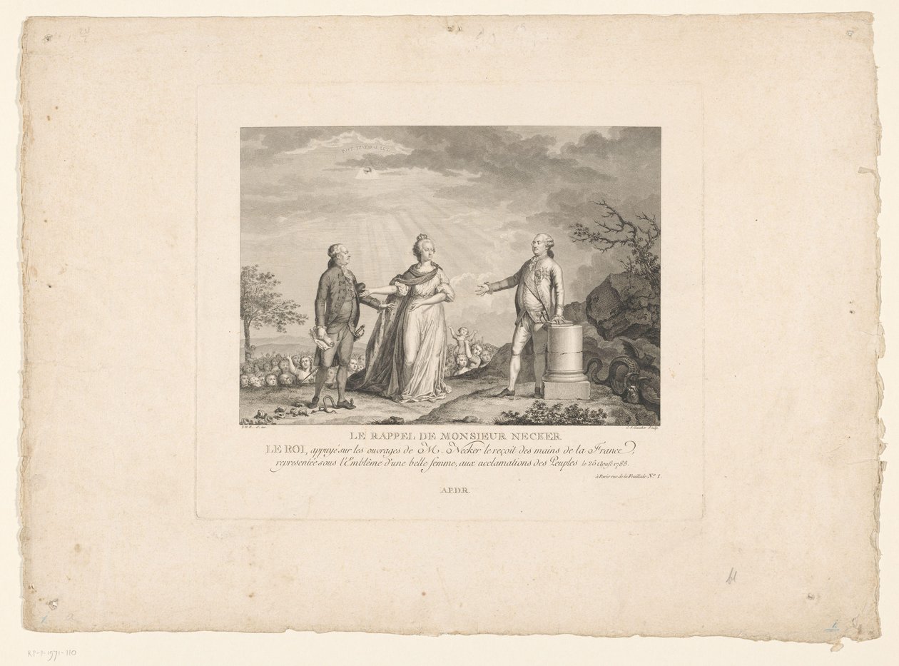 Return of Jacques Necker, 1788 Le rappel de Monsieur Necker (tittel på objekt) av Charles Etienne Gaucher