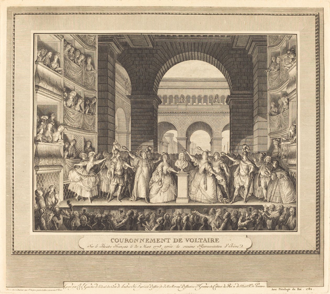 Coronation of Voltaire (The Crowning of Voltaire) av Charles Etienne Gaucher after Jean Michel Moreau