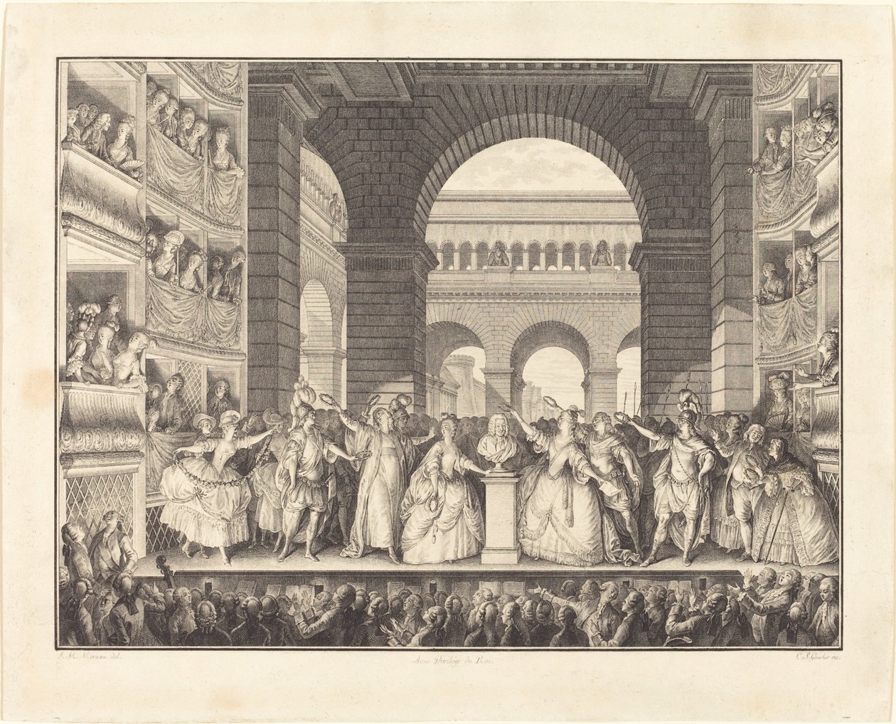 Coronation of Voltaire (The Crowning of Voltaire) av Charles Etienne Gaucher after Jean Michel Moreau