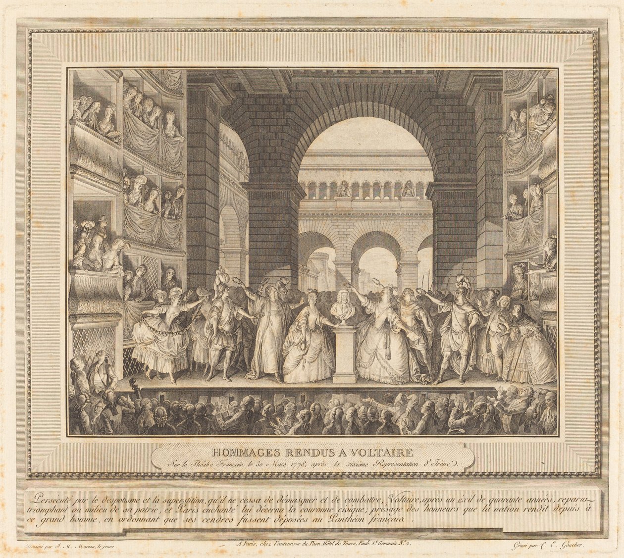 Coronation of Voltaire (The Crowning of Voltaire) av Charles Etienne Gaucher after Jean Michel Moreau