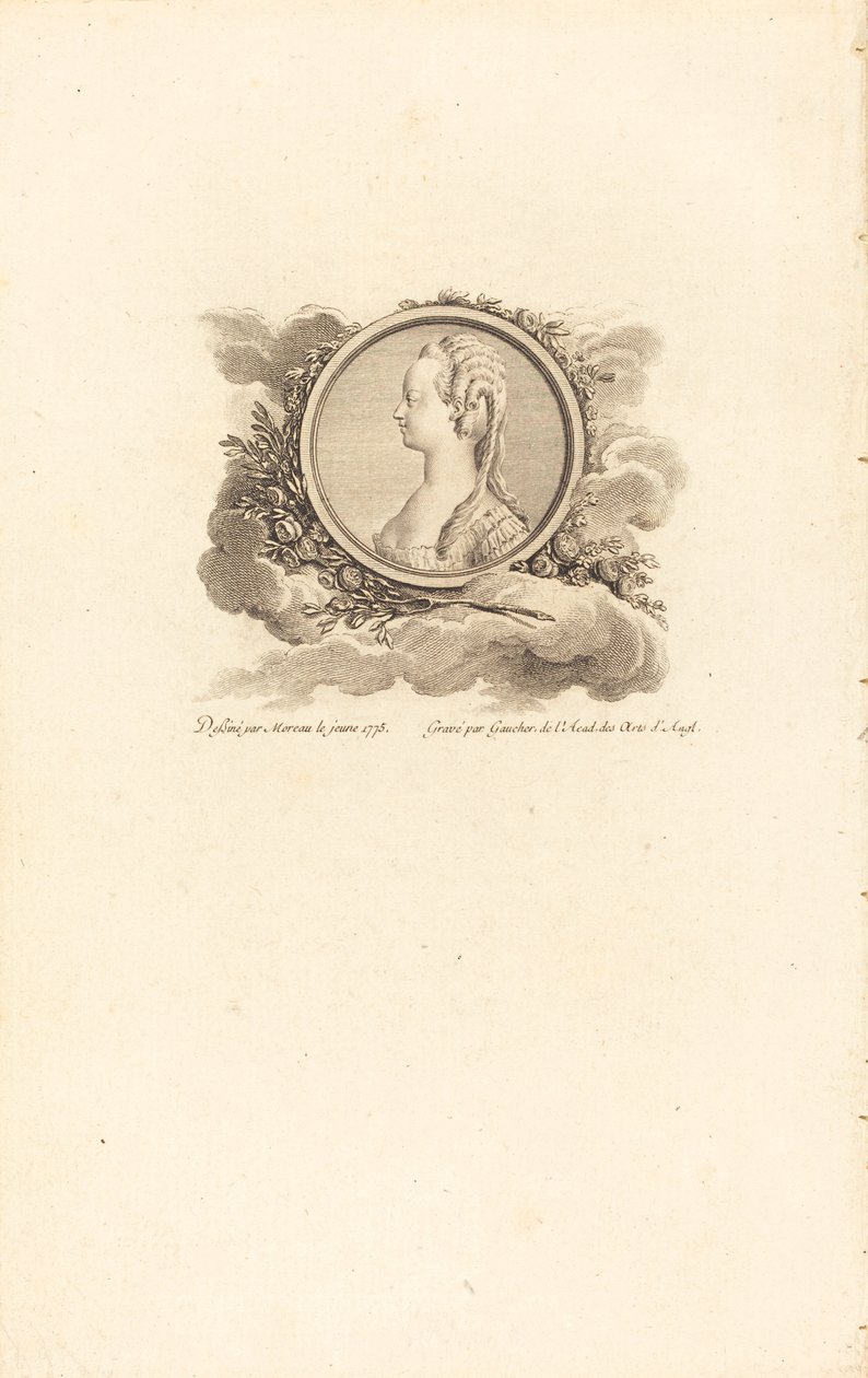 Marie Antoinette av Charles Etienne Gaucher after Jean Michel Moreau