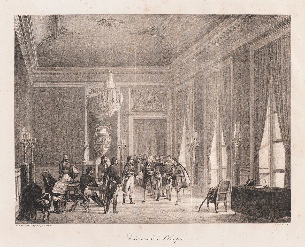 Begynnelsen av imperiet, tidlig på 1800-tallet (litho) av Charles Etienne Pierre Motte