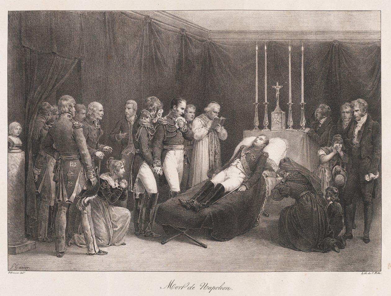 Napoleons død, tidlig på 1800-tallet av Charles Etienne Pierre Motte
