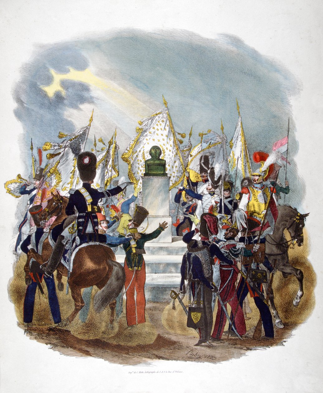 Ulike franske hæruniformer og regimenter, 1823. av Charles Etienne Pierre Motte