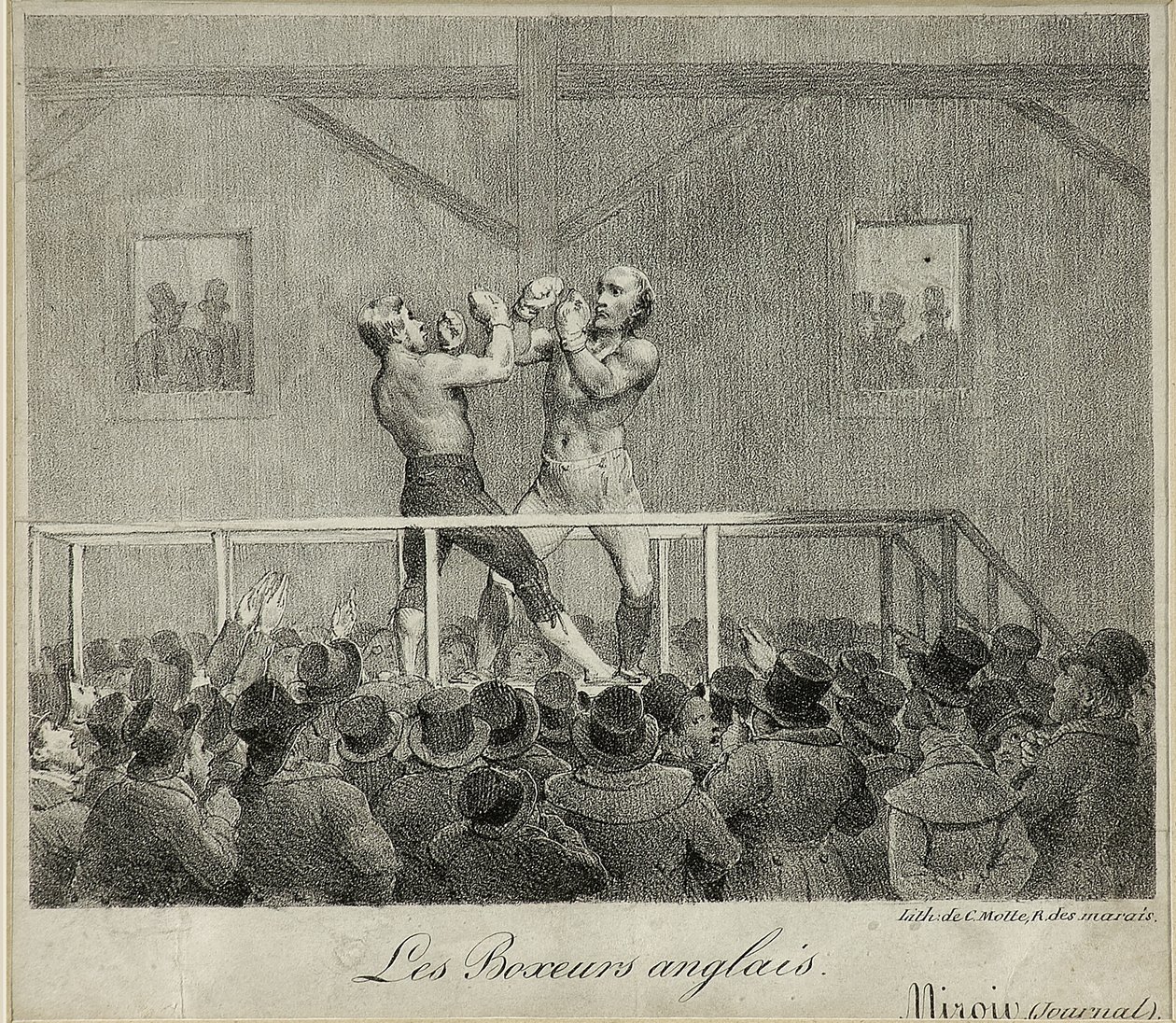 Engelske boksere (litho) av Charles Etienne Pierre Motte