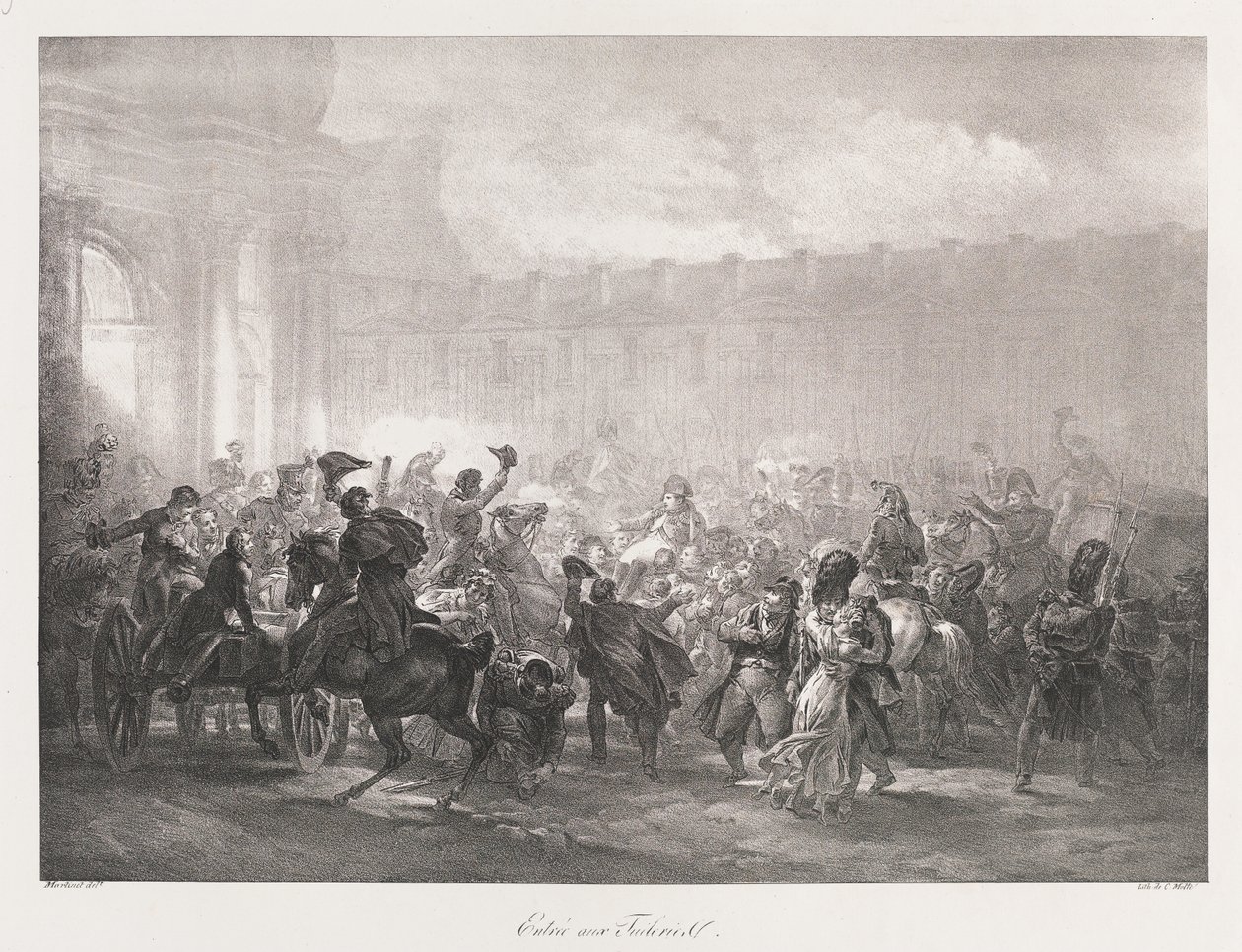 Entry of the Tuileries, tidlig på 1800-tallet (litho) av Charles Etienne Pierre Motte