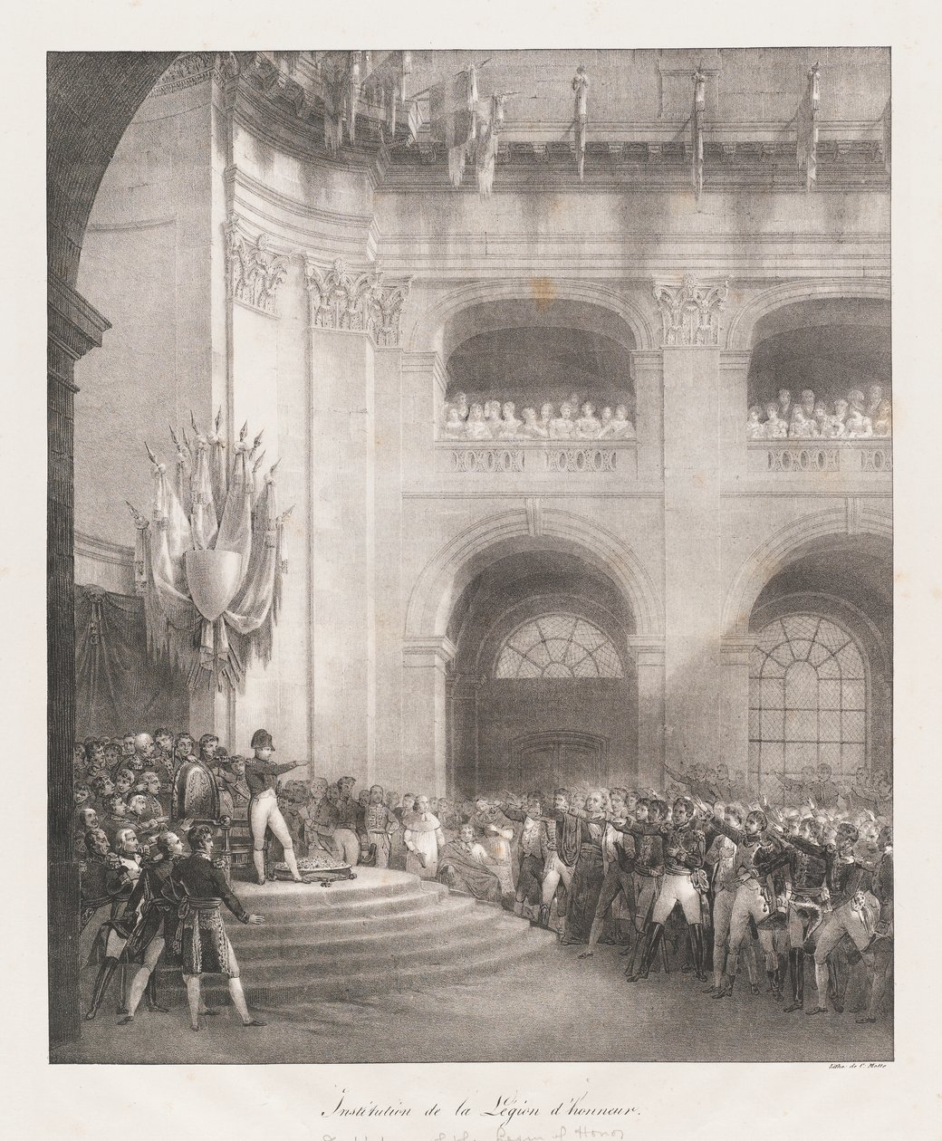 Dannelse av Legion of Honor, tidlig på 19 århundre (litho) av Charles Etienne Pierre Motte