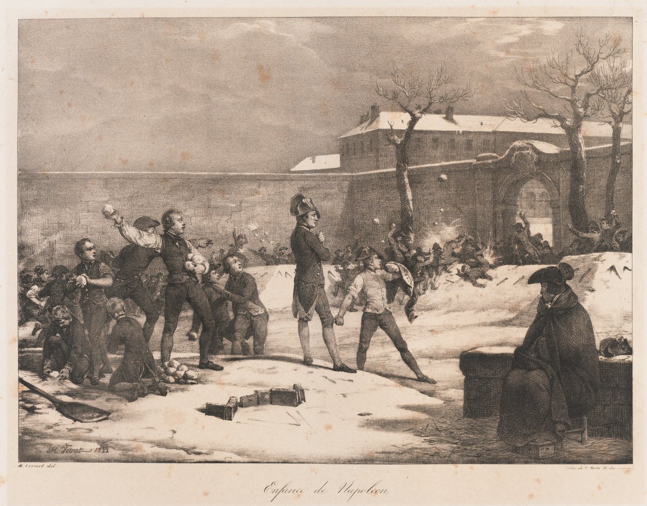 Napoleons barndom, tidlig på 1800-tallet (litho) av Charles Etienne Pierre Motte