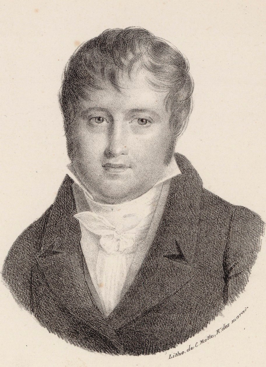 Portrett av komponisten Nicolò Isouard 1775-1818. av Charles Etienne Pierre Motte