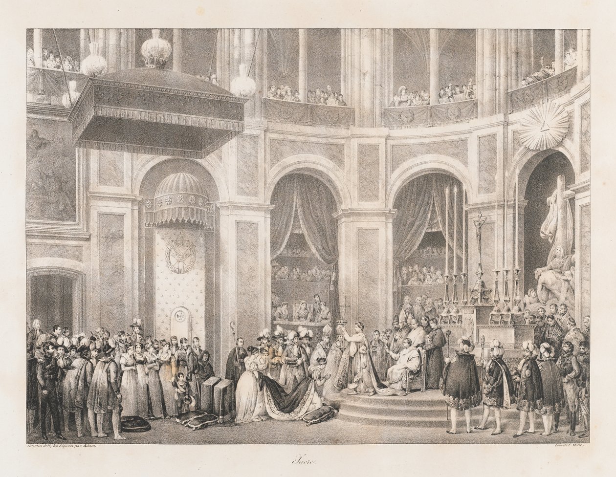 Sacre, tidlig på 1800-tallet (litho) av Charles Etienne Pierre Motte