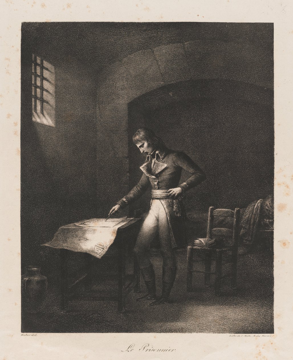The Prisoner, tidlig på 1800-tallet (litho) av Charles Etienne Pierre Motte