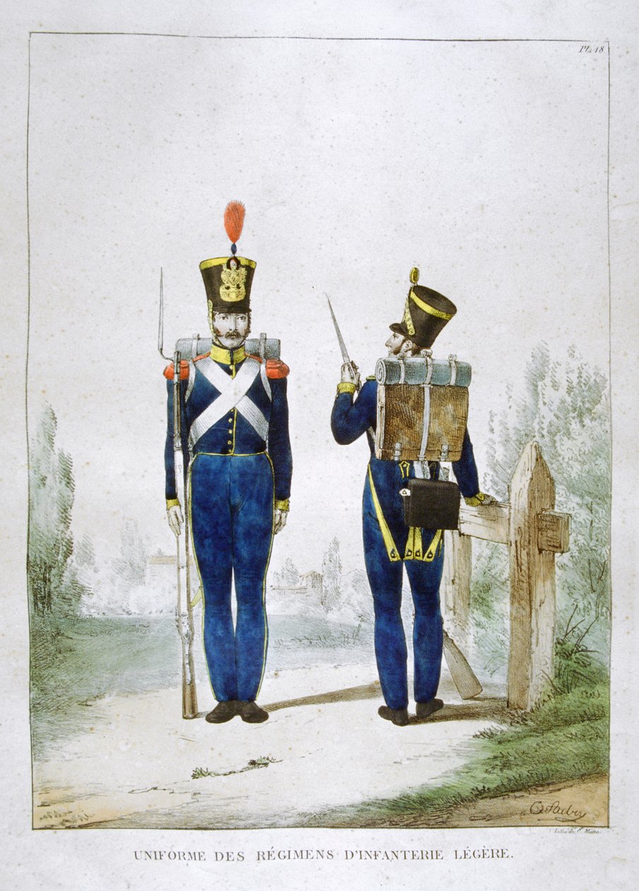 Uniform av et regiment av lett infanteri, Frankrike, 1823. av Charles Etienne Pierre Motte