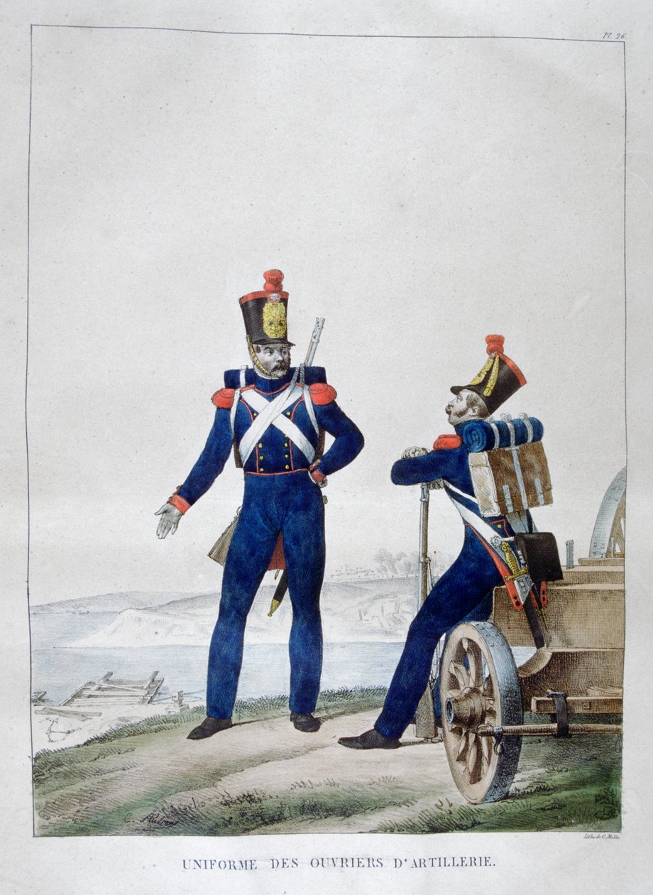Uniform av artillerister, Frankrike, 1823 av Charles Etienne Pierre Motte