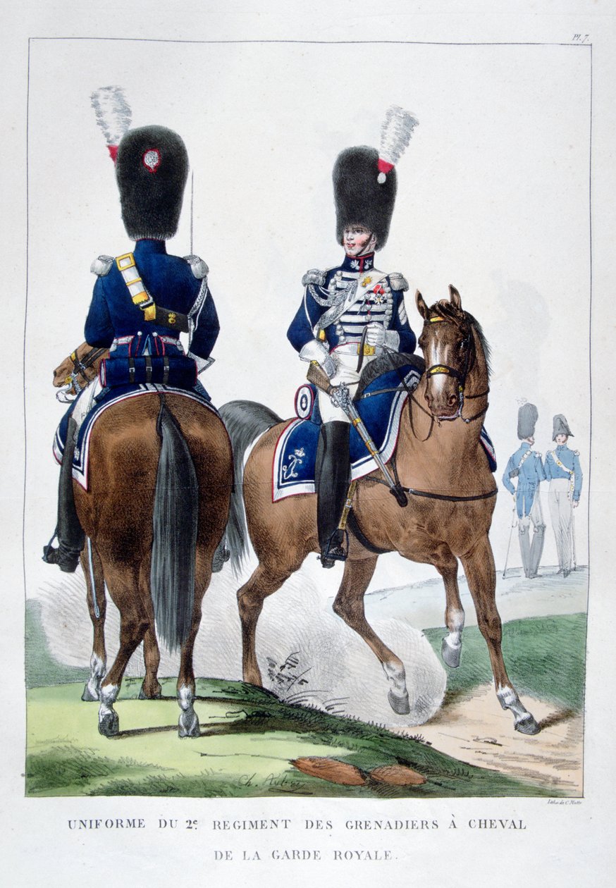 Uniform av det andre regiment av hestegrenaderer, Frankrike, 1823. av Charles Etienne Pierre Motte
