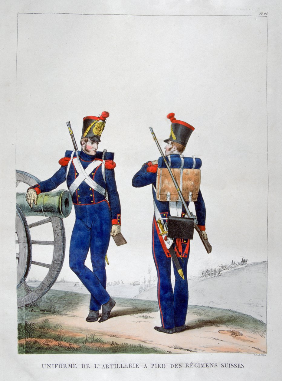 Uniformer av et sveitsisk artilleriregiment, 1823. av Charles Etienne Pierre Motte